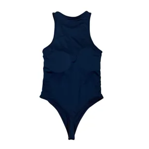Klassy‎ Network Blue High Neck Sleeveless Bodysuit Stretch Minimalist S thumbnail 2