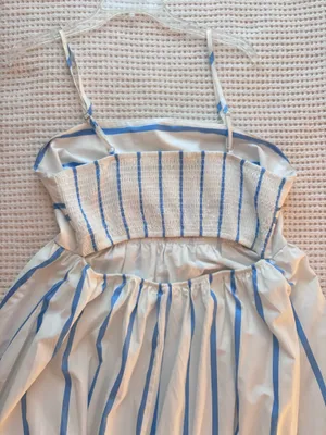Blue and white striped maxi dress thumbnail 3