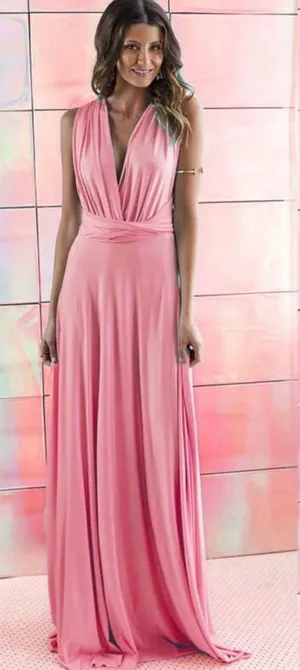 IBTOMCASTLE Multi-Way Infinity Dress XL Pink Maxi Bridesmaid Wedding Prom thumbnail 1