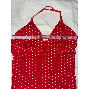 Red White‎ Polka Dot Halter top with removable pads Size XS thumbnail 5