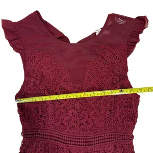 Francesca's Women's Burgundy Lace Fit & Flare Dress Size S Party Cocktail thumbnail 7