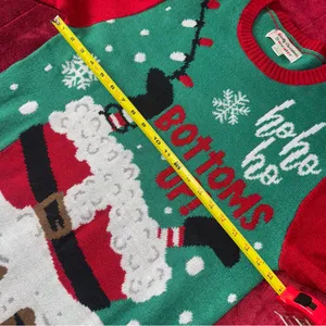 Novelty Christmas‎ Ugly Sweater Size L “Ho Ho Bottoms up” Pullover Women’s thumbnail 6