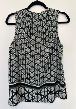 Ann Taylor Factory Green and Black Geometric Pattern Halter Tank Top Size M thumbnail 1