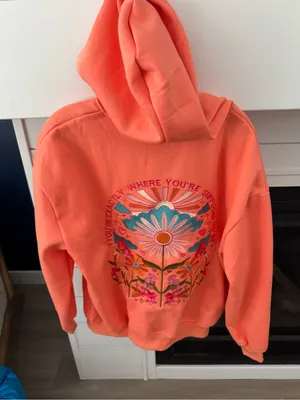 Y2K Floral You're Exactly Where You're Supposed To Be Letter Embroidered Hoodie thumbnail 1