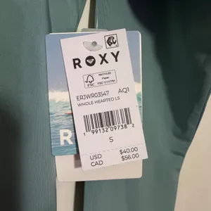 NWT Roxy UPF 50+ Long Sleeve Compression Rash Guard Swim Shirt Aqua Bliss Small thumbnail 7