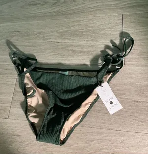 Shade & Shore Dark Green Tie-Side Bikini Bottom thumbnail 1