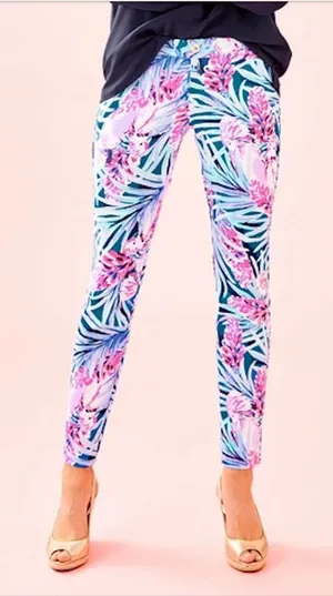 Lilly Pulitzer Kelly Knit Skinny Ankle Pant Mr Peacock Blue Tweethearts Size 14 thumbnail 1