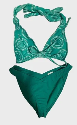 wild fable Teal Green Patterned Triangle Bikini thumbnail 1