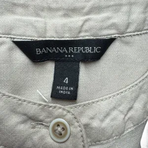 Banana Republic Cotton Short Sleeve Mini Dress Tan Beige 4 thumbnail 6