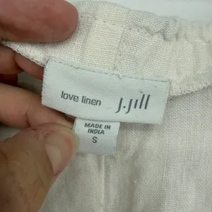 J. Jill Love Linen Pants Womens Small White 100% Linen‎ Crop Relaxed Pockets thumbnail 3