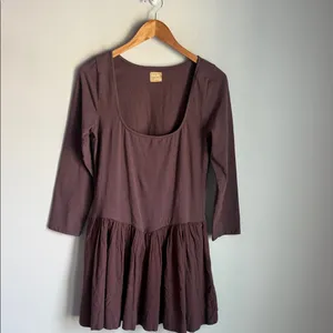 Free People NEW Onda Drop-Waist Long-Sleeve Mini Dress Large thumbnail 2