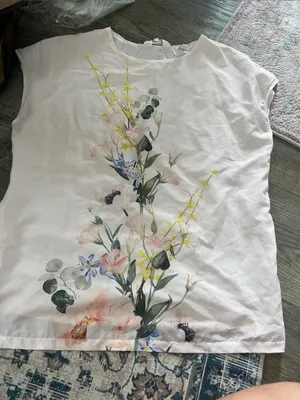 Ted baker White Floral Print Short Sleeve Top thumbnail 1