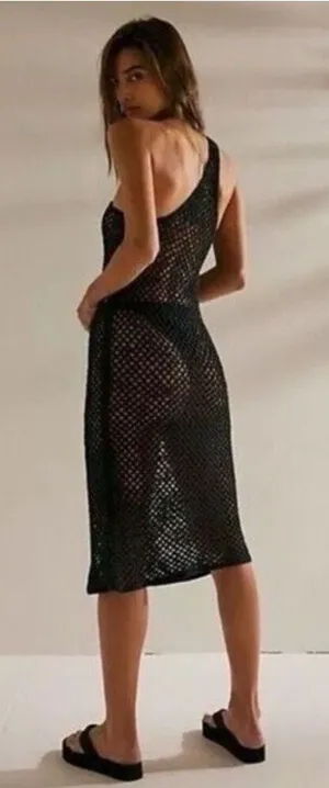 Free People Beach Swim Cover Catch Me‎ Fauxchet Midi Dress Crochet Large NWT thumbnail 1