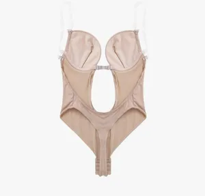 Women's U Plunge Clear Straps Bridal Shapewear Body Shaper Backless Bodysuit thumbnail 4