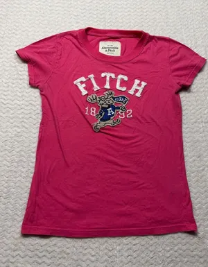 Abercrombie & Fitch Pink Graphic Tee Moose Applique Short Sleeve Shirt M 4740 thumbnail 1