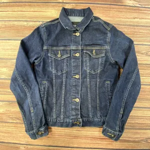Uniqlo Jean Jacket Womens S Dark Blue Denim Long Sleeve Pockets Casual Cotton thumbnail 1