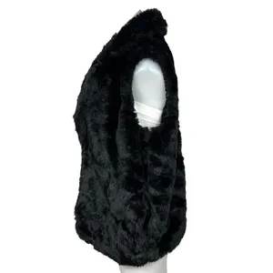 Forever 21 Women's Black Faux Fur Sleeveless Pocket Collar Vest Jacket Size S thumbnail 2