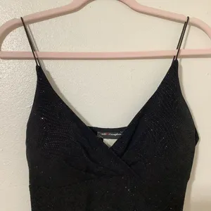 Jodi Kristopher Vintage 90s Black Sparkle‎ Glam Grunge Witchy Dark Romantic Midi Slip Dress L thumbnail 2