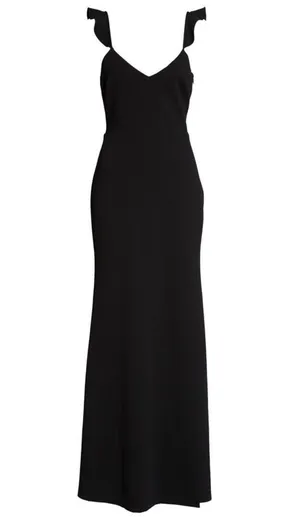 WAYF NWOT The Mina Ruffle Strap Gown In Black thumbnail 5