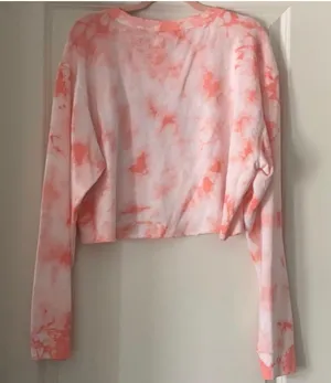 NWT PINK tie dye cropped sweatshirt thumbnail 2