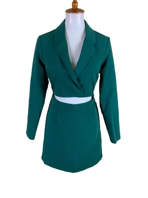 Abercrombie & Fitch Green Cutout Blazer Mini Dress S‎ Long Sleeve Career thumbnail 2