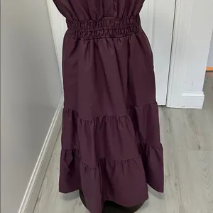 THML Maroon Faux Leather Tiered Maxi/Midi Dress thumbnail 6