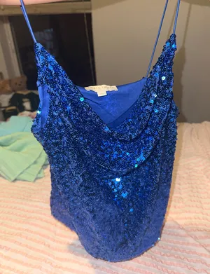 Thirty thirty blue sequin top Size L thumbnail 1