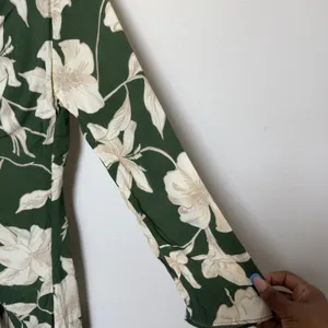Mango MNG Women Green‎ Floral Midi Dress 10 Green Knot Front Resort Vacation thumbnail 5