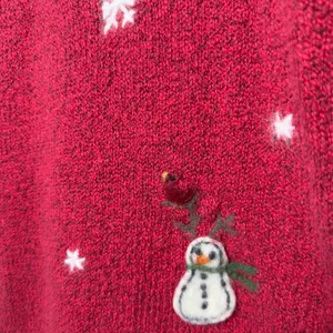 VTG Northern Isles Women Sweater M Red Snowman Snowflake Felted Holiday Festive thumbnail 7