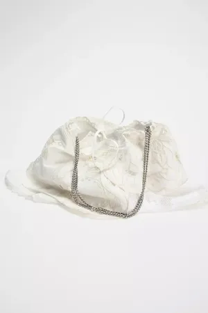 Zara Cream Lace Appliqué Shoulder Bag with Chain Strap Bohemian Summer Vacation thumbnail 7