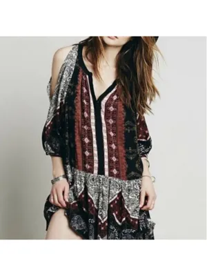 Free People Portobello Road Boho Cold Shoulder Tunic/Dress Size XS (21.5” PTP) thumbnail 7