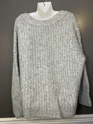 Free People Sweater Womens XS Gray Chunky Knit Oversized High Low Hem Pullover thumbnail 6