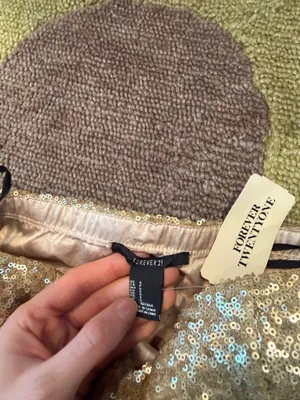 NWT Forever 21 Gold Sequin Peplum Strapless Tube Top Padded Junior’s Size Small thumbnail 3