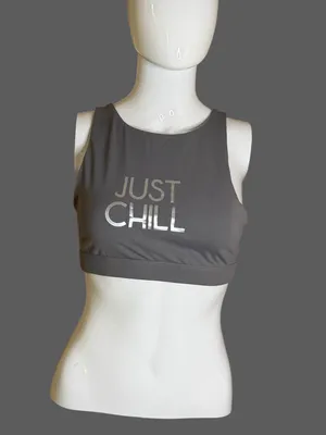aerie Grey 'JUST CHILL' High-Neck Sports Bralette thumbnail 3