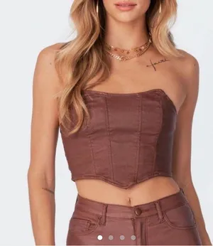 Edikted faux leather top thumbnail 1