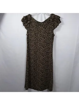 Cynthia Rowley Leopard Print Ruffle Sleeve Dress Size Medium thumbnail 9