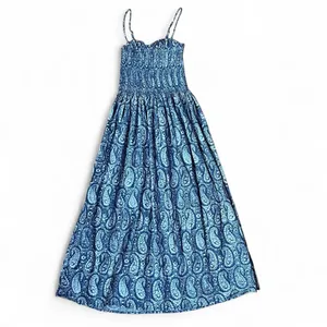 Source Unknown Blue and White Paisley Floral Cotton Sun Dress Fit and Flare Size XS/S thumbnail 4