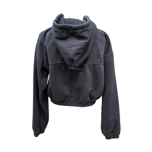 Gymshark Fleece Full Zip Hoodie Jacket Black‎ Cropped B8A7J-BB2J-S-EN1 Small thumbnail 5