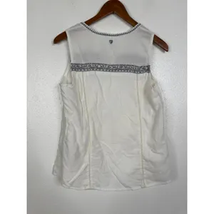 KUHL Womens White Organic Cotton Embroidered Sleeveless V-Neck Top Size M 8430 thumbnail 2