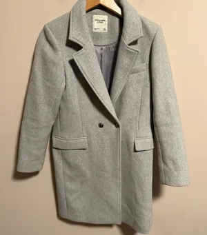 Abercrombie & Fitch Wool Blend Gray Double-Breasted Peacoat- Size XS P thumbnail 1