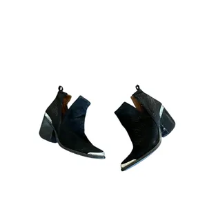 JEFFREY CAMPBELL Cromwell Suede Leather Black Western Ankle Boots Booties thumbnail 9