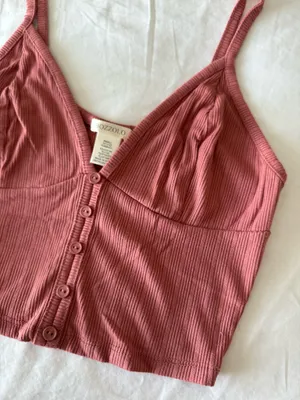 Pink Button Detail Cropped Tank thumbnail 3