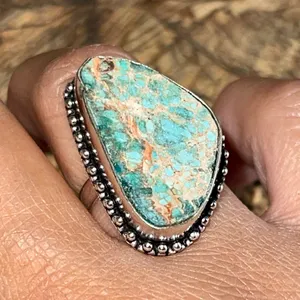Blue Sea Sediment Jasper Emperor Ring 7 1/4 thumbnail 8