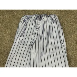 SKIMS Woven Shine Sleep Lace Pants Blue Pinstripe Satin Lounge Pajama Bottoms XS thumbnail 8