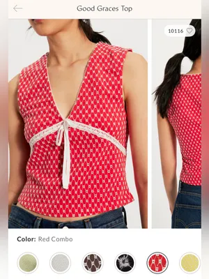 NWOT Free People Good Graces Top - red combo - XS thumbnail 6