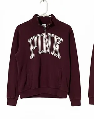 Vintage Victoria's Secret PINK Half-Zip Hoodie Size Medium thumbnail 1