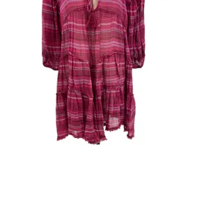 Free People Gianna Striped Tunic Dress Tasseled Pink‎ Size Small thumbnail 6