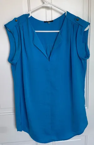 Milano Blue Sleeveless Blouse Button Shoulder‎ Detail Size M Size M thumbnail 1