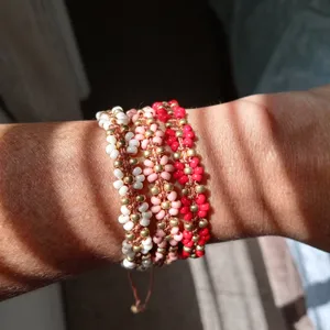 Bracelet Flower Hand Made Adjustable Red thumbnail 6