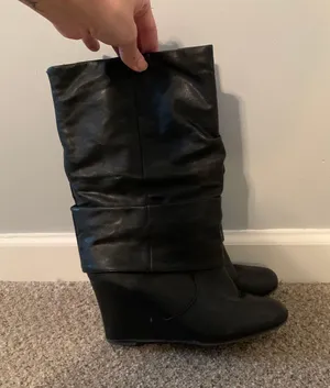 Black Wedge Boots Size 7.5 thumbnail 3